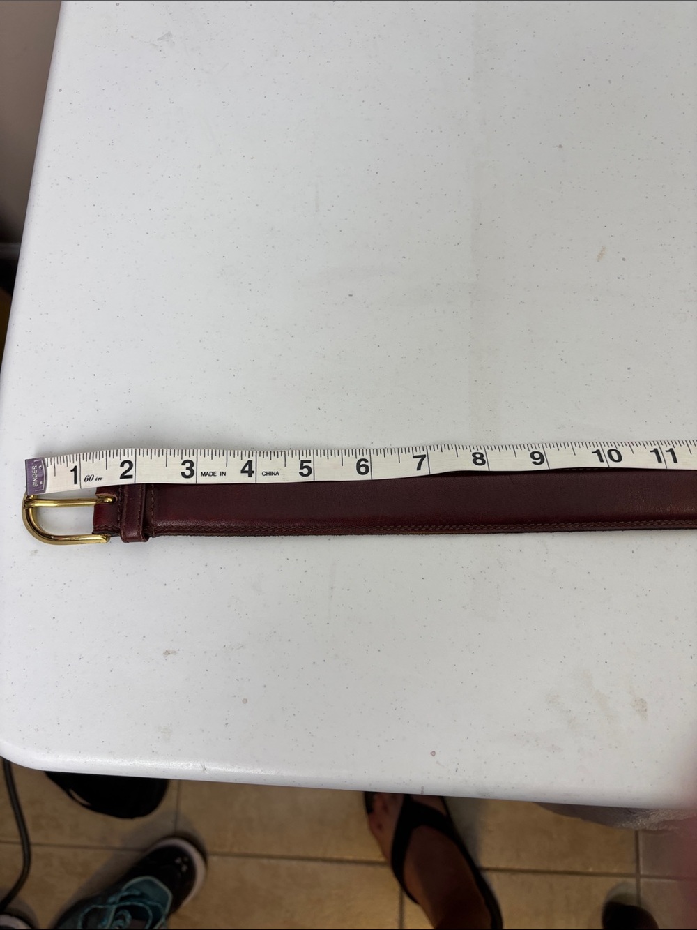 Belt Burgundy Brass Buckle 36 - Picture 7 of 7